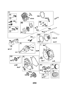 Cylinder/Head-Cylinder/Crankshaft Diagram and Parts List for 120412  Briggs and Stratton Engine